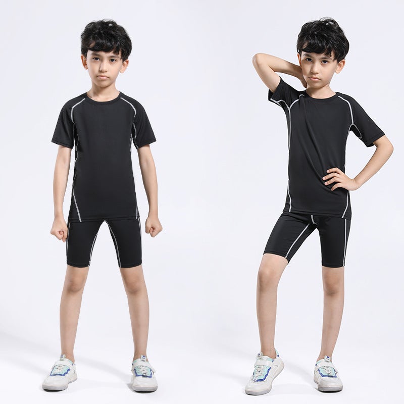 Summer Children'S Sports Tight Shorts Sports Quick-Drying Breathable Short-Sleeved Running Basketball Training Clothing For Boys And Girls - Image 2